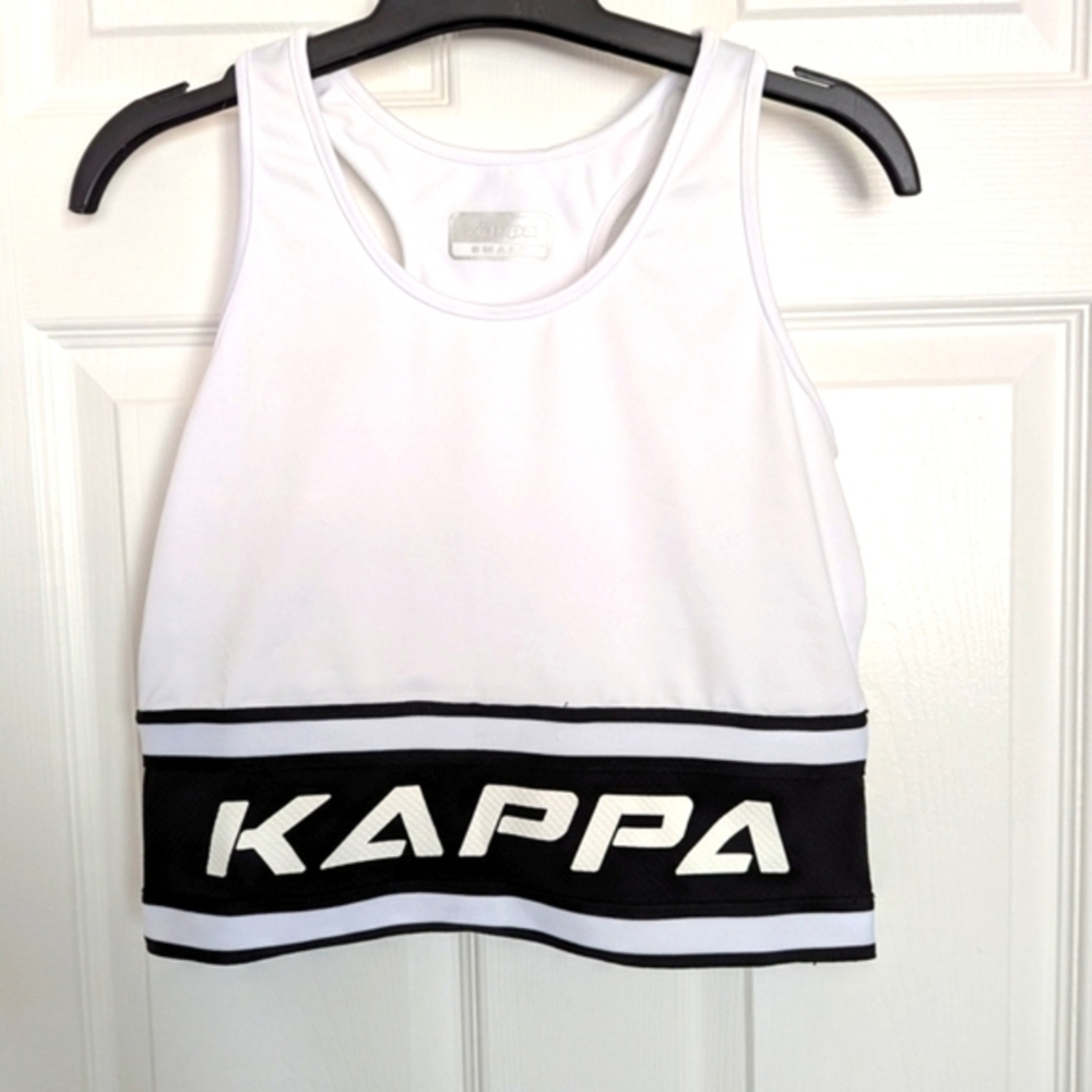 Kappa Women's (Size Small) Monochrome Logo Tank Top/Crop Top With Racerback